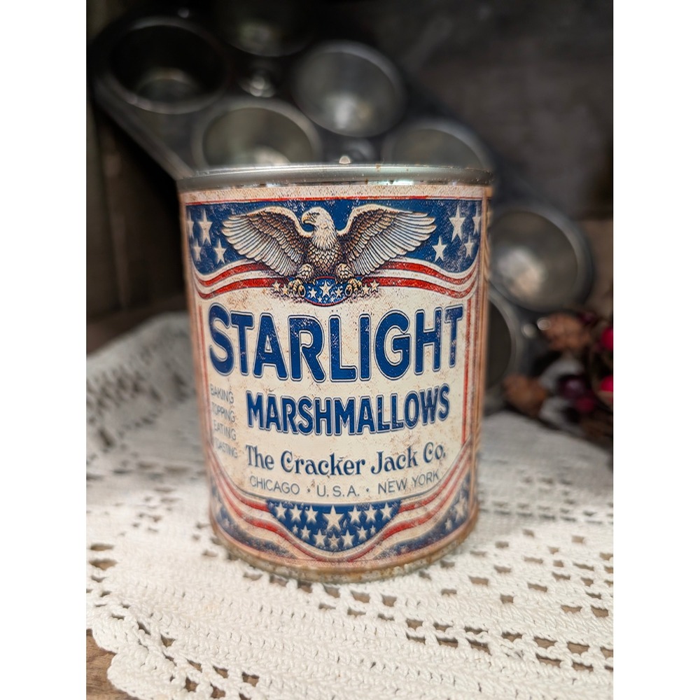 STARLIGHT MARSHMALLOWS Red Vintage Inspired Rusted Can - Pint - Americana